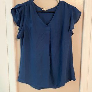 Mine Blue Flowy Work Blouse